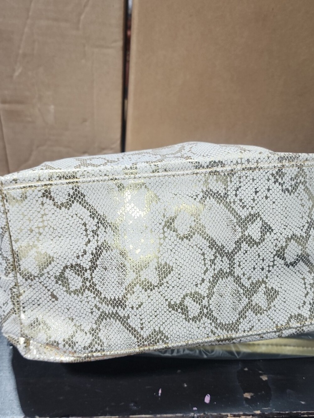 Miche Metallic Gold Tote with Snake-Print Trim - Picture 6 of 6